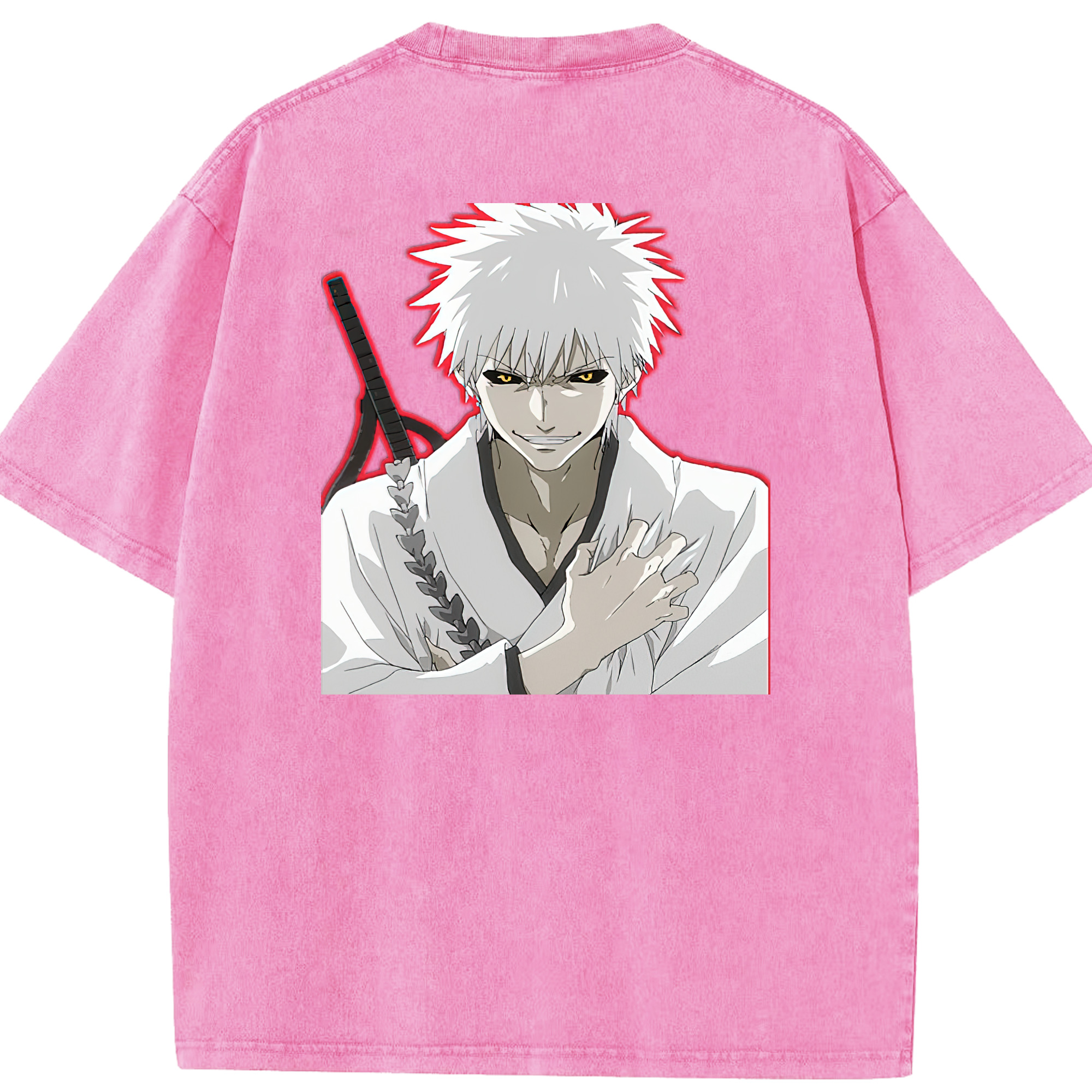 （画像用） ブリーチ 黒崎一護（くろさき いちご）BLEACH Kurosaki Ichigo 綿100% ヴィンテージ風 半袖Tシャツ（背面プリント）